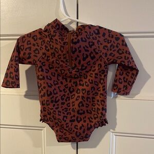 GAP Brown and Black One Piece Swimwear with Animal Print